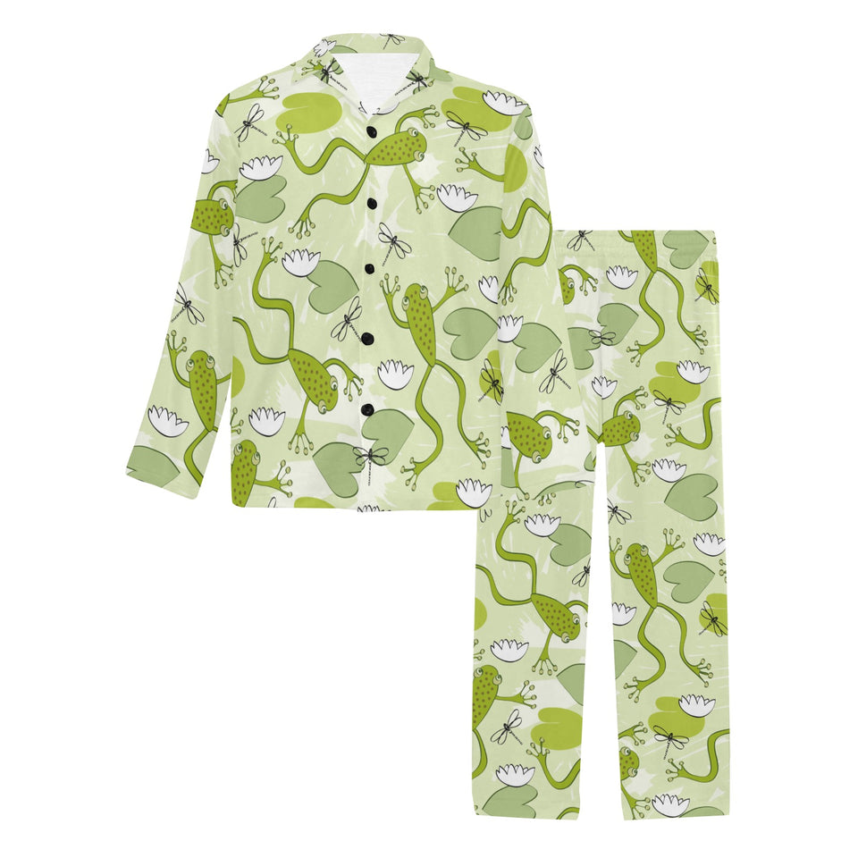 Cute frog dragonfly pattern Men's Long Pajama Set