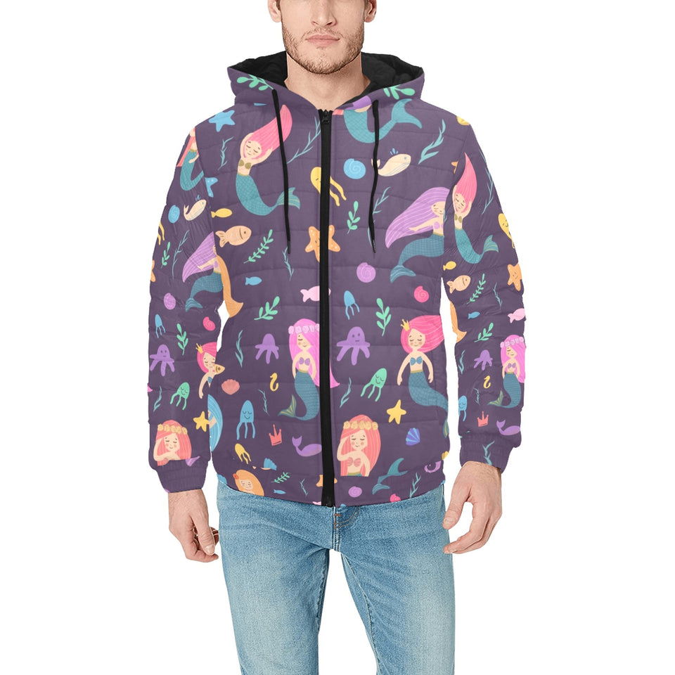 beautiful mermaid Fish jellyfish algae other marin Men's Padded Hooded Jacket