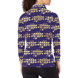 Beautiful japanese fan pattern Women's Long Sleeve Polo Shirt