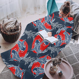 Koi Fish Carp Fishs hand drawn japanese art Blanket Robe with Sleeves