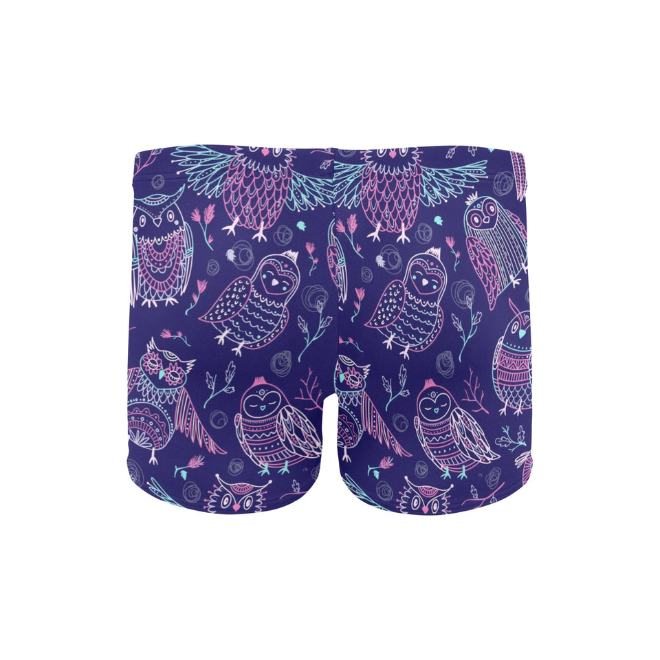 Cute owls pattern boho style ornament Men's Swimming Trunks