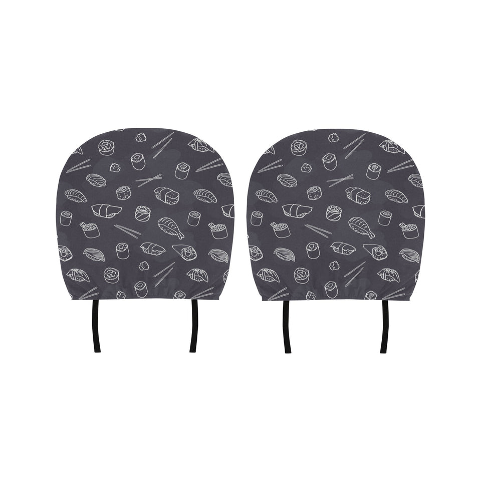 sushi pattern black background Car Headrest Cover