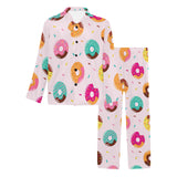 Donut pattern glaze pink background Men's Long Pajama Set