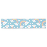 Cute rainbow clound star pattern blue background Table Runner