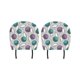 Bowling ball and pin gray background Car Headrest Cover