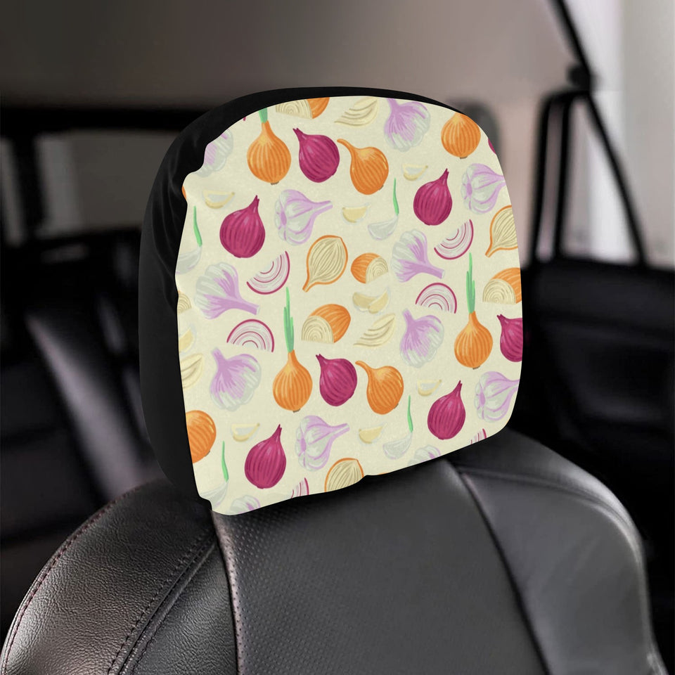 Onion garlic white red pattern Car Headrest Cover
