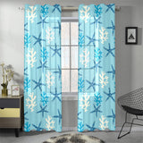 Blue starfish coral reef pattern Gauze Curtain