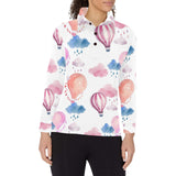 Watercolor air balloon cloud pattern Women's Long Sleeve Polo Shirt
