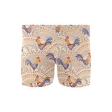 Cute rooster chicken cock floral ornament backgrou Men's Swimming Trunks
