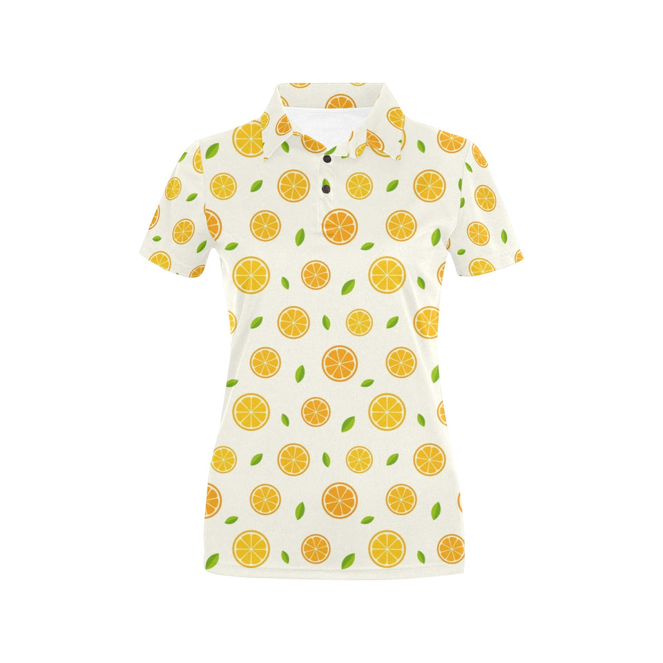 oranges leaves pattern Women's All Over Print Polo Shirt