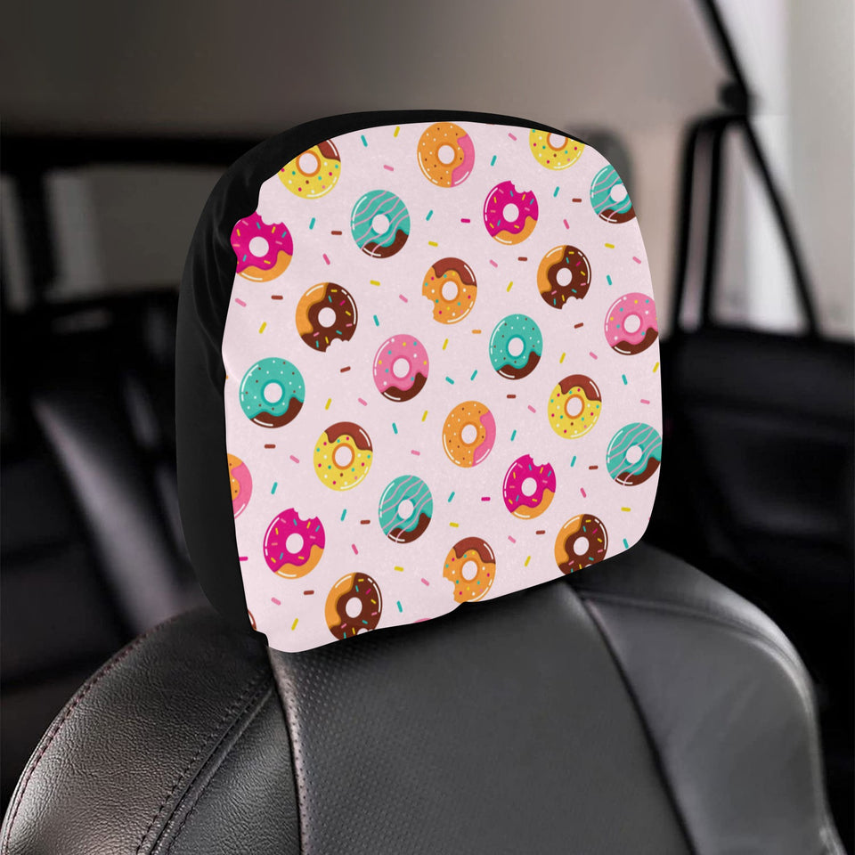 Donut pattern glaze pink background Car Headrest Cover