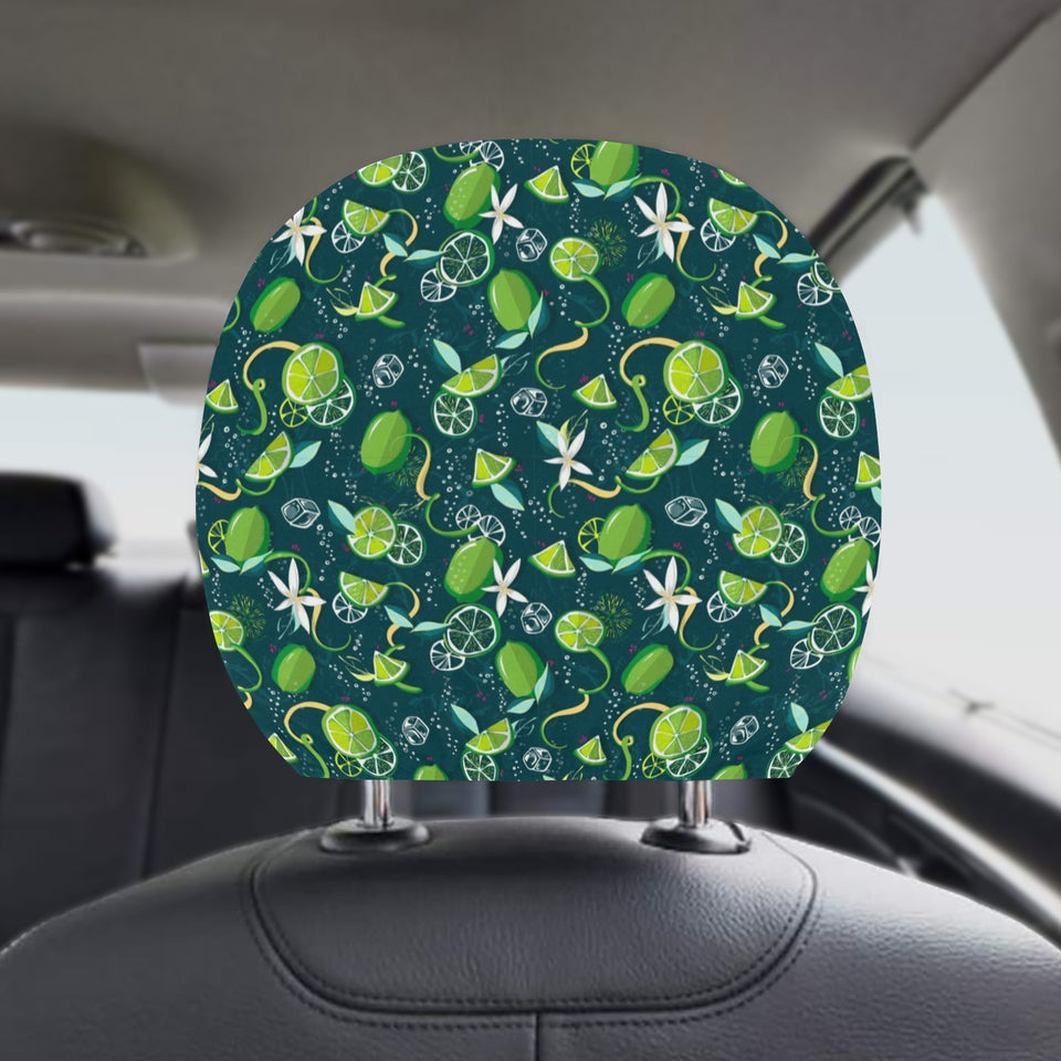 Lime ice flower pattern Car Headrest Cover