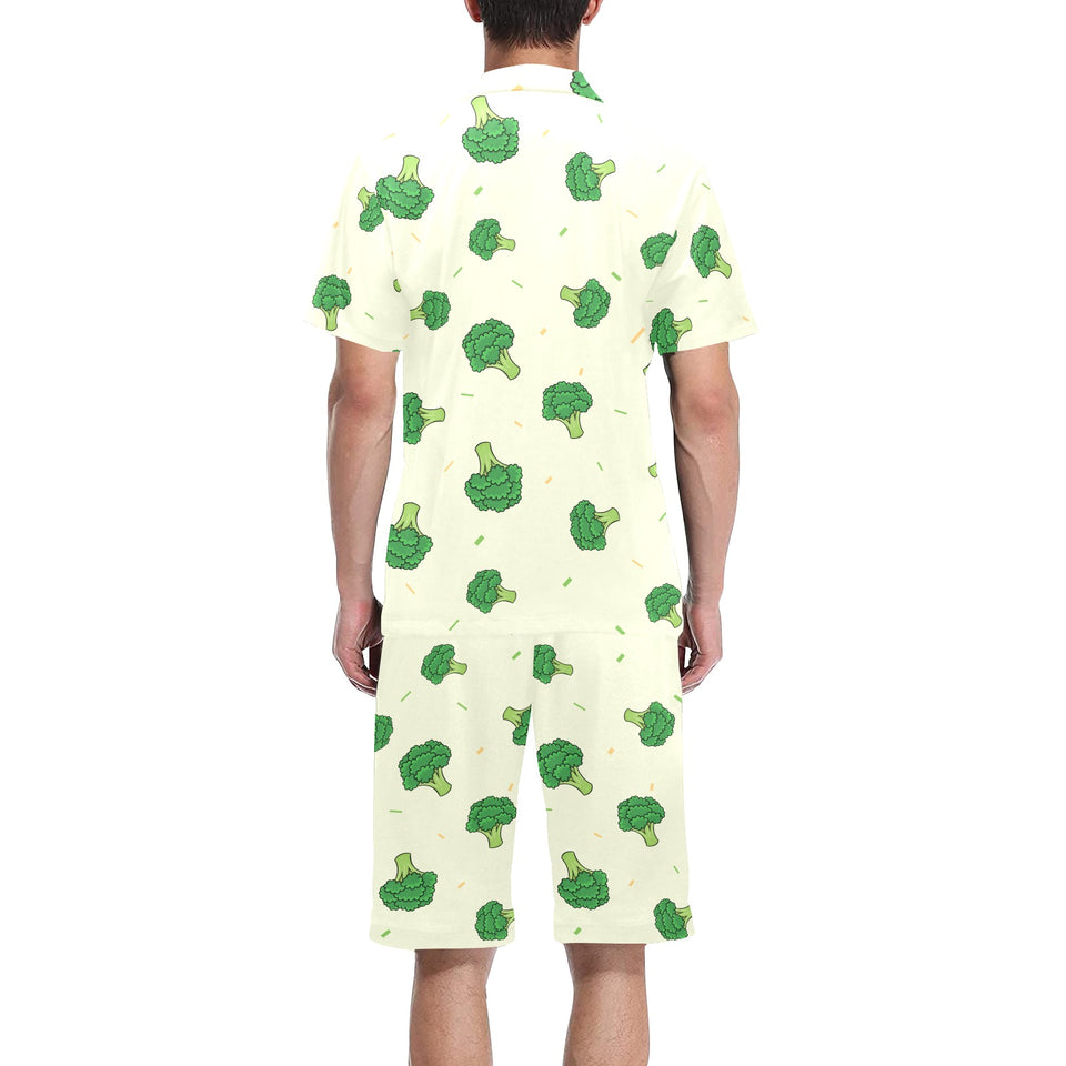 Broccoli pattern Men's V-Neck Short Pajama Set