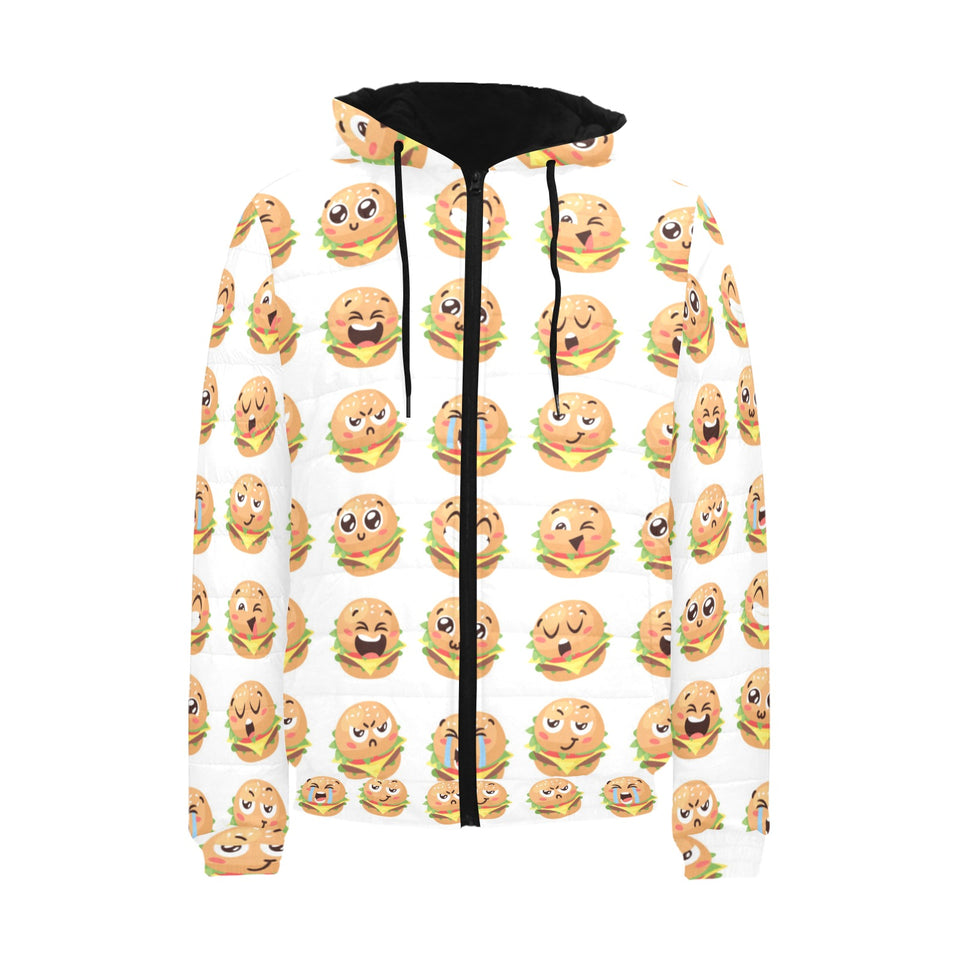 Hamburger Pattern Print Design 04 Men's Padded Hooded Jacket