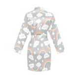 Cute rainbow clound star pattern Women's Long Sleeve Belted Night Robe