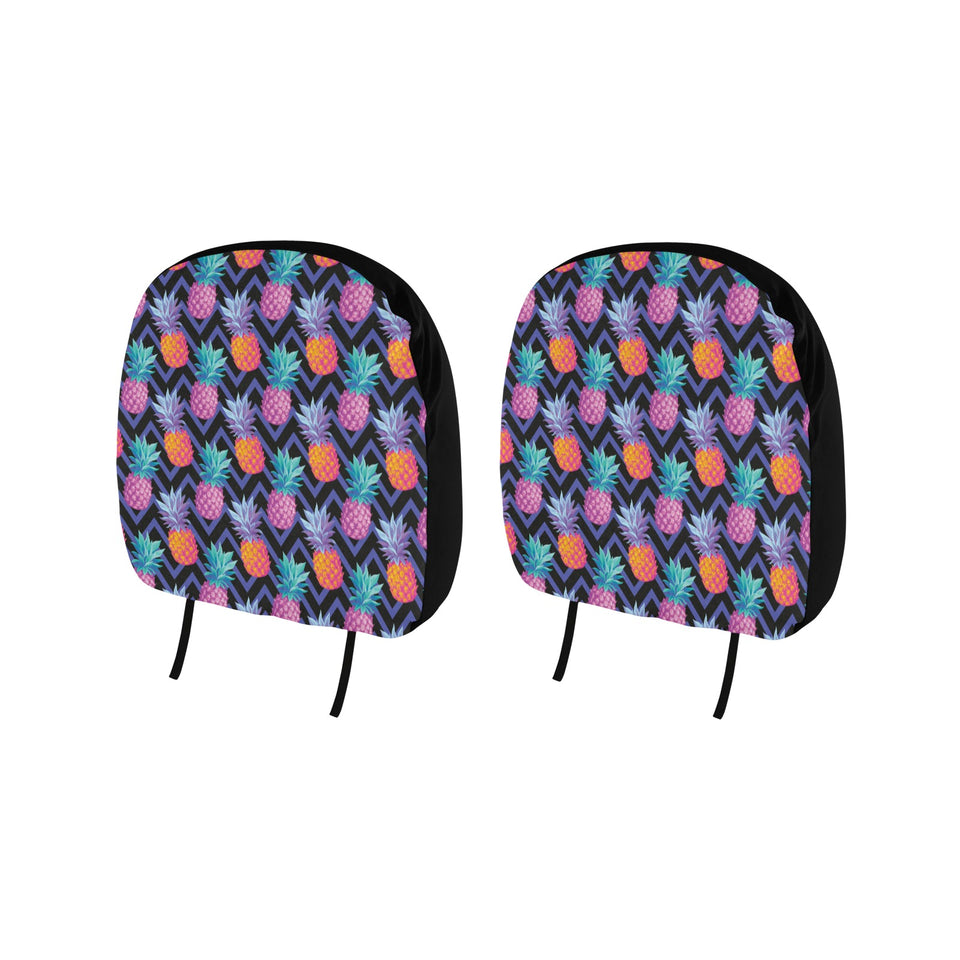 Pineapples pattern zigzag background Car Headrest Cover
