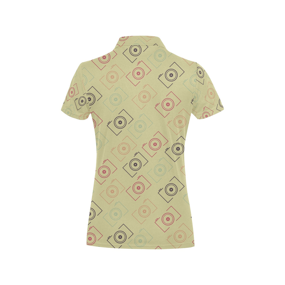 Camera Pattern Print Design 01 Women's All Over Print Polo Shirt