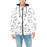 Music Notes Pattern Print Design 04 Men's Padded Hooded Jacket