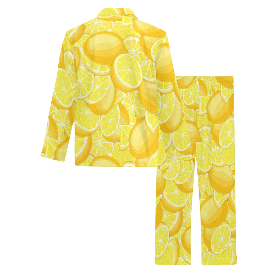 lemon pattern Men's Long Pajama Set