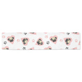 Cute pugs pink heart paw pattern Table Runner