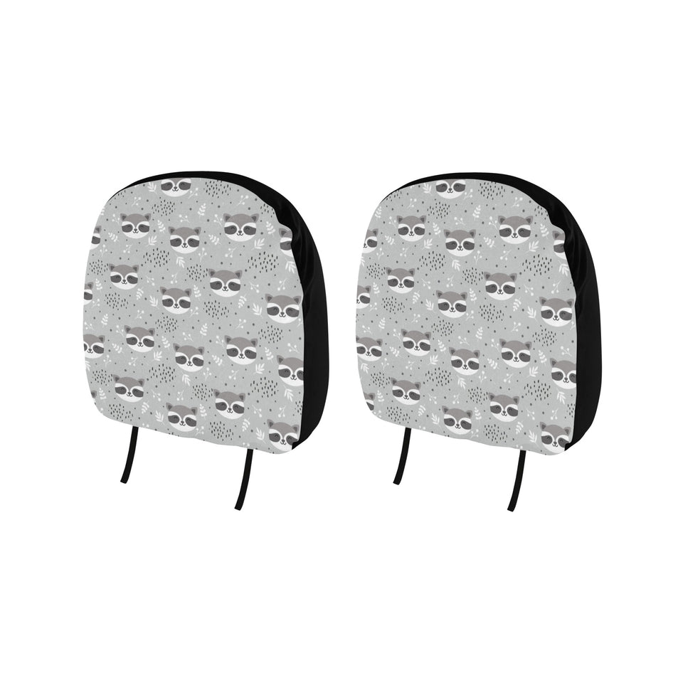 Cute raccoons leaves dot Car Headrest Cover