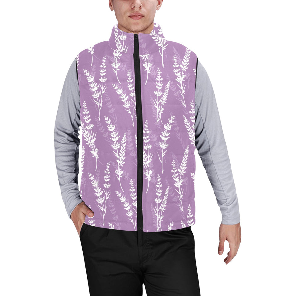 Lavender flowers purple pattern Men's Padded Vest