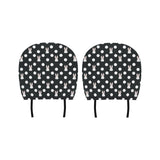 Cute white rabbit polka dots black background Car Headrest Cover