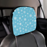 Snowflake pattern blue background Car Headrest Cover