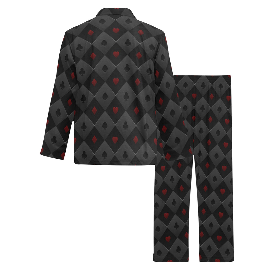 Casino Cards Suits Pattern Print Design 05 Men's Long Pajama Set