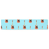 electric guitar pattern light blue background Table Runner