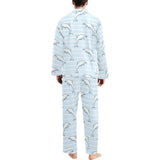 Dolphin blue striped background Men's Long Pajama Set