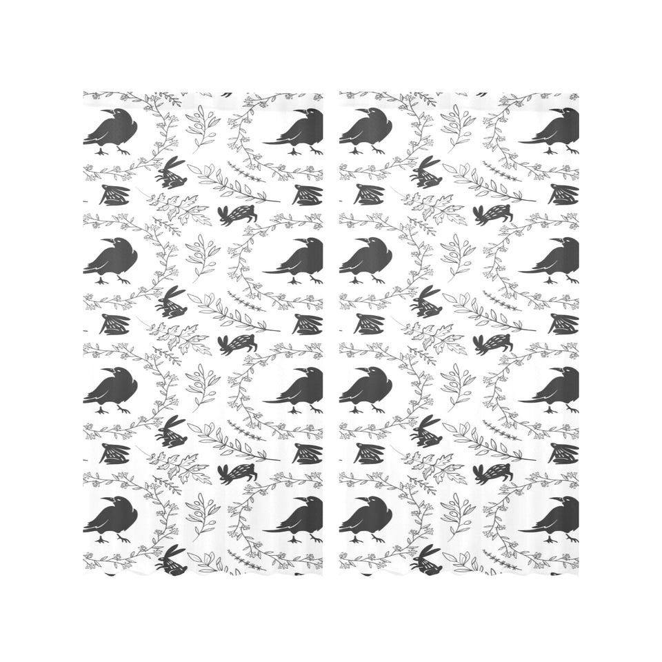 Crows floral wreath rabbit pattern Gauze Curtain