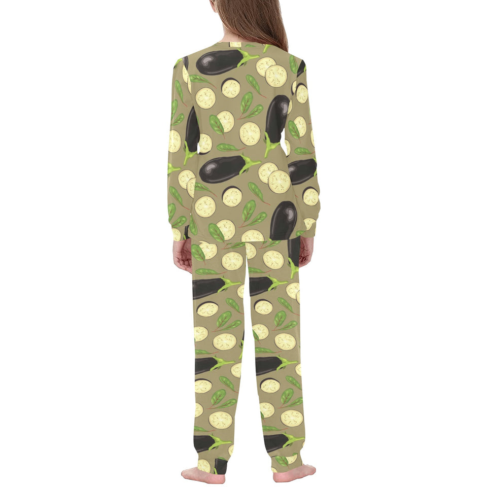 Eggplant Pattern Print Design 02 Kids' Boys' Girls' All Over Print Pajama Set