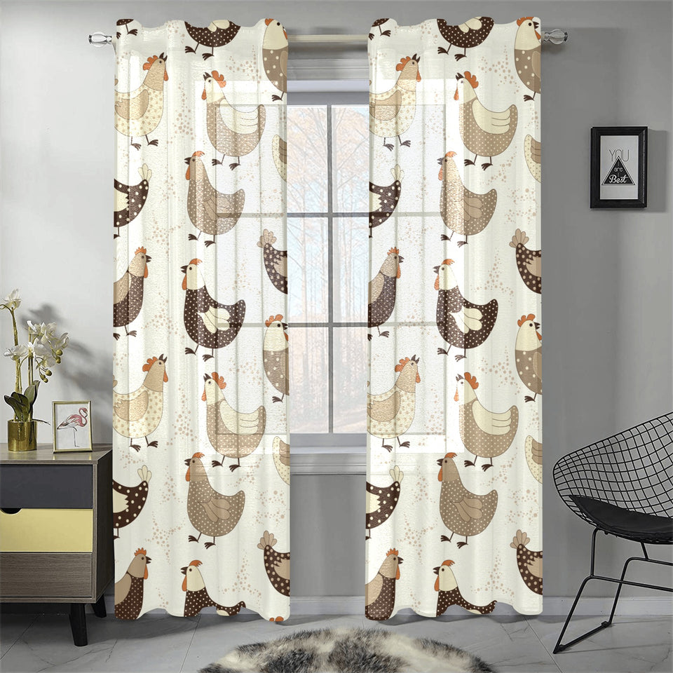 Cute rooster chicken cock Gauze Curtain