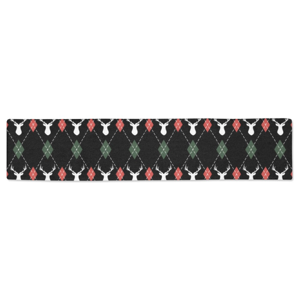 Deer Christmas new year pattern argyle Table Runner