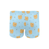 Brown cute pomeranian blue blackground Men's Swimming Trunks