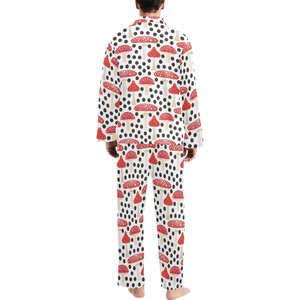 Red mushroom dot pattern Men's Long Pajama Set