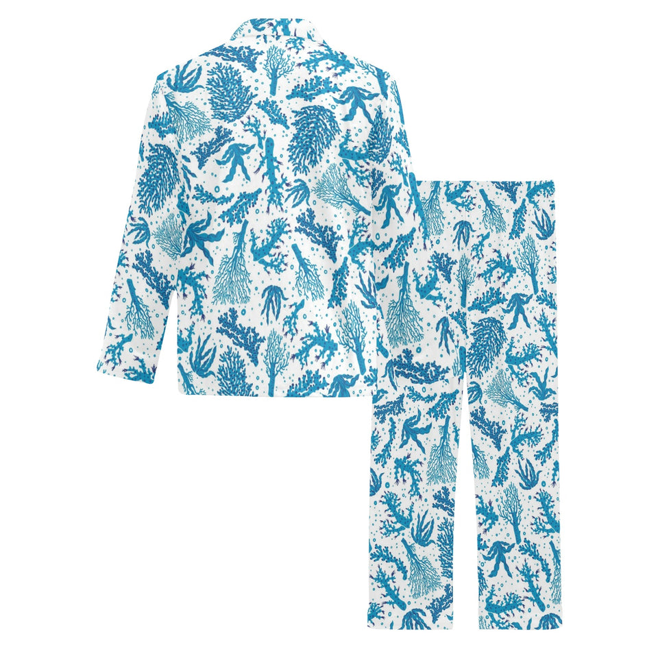 Coral Reef Pattern Print Design 01 Men's Long Pajama Set