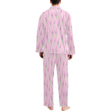 Lavender pattern pink background Men's Long Pajama Set