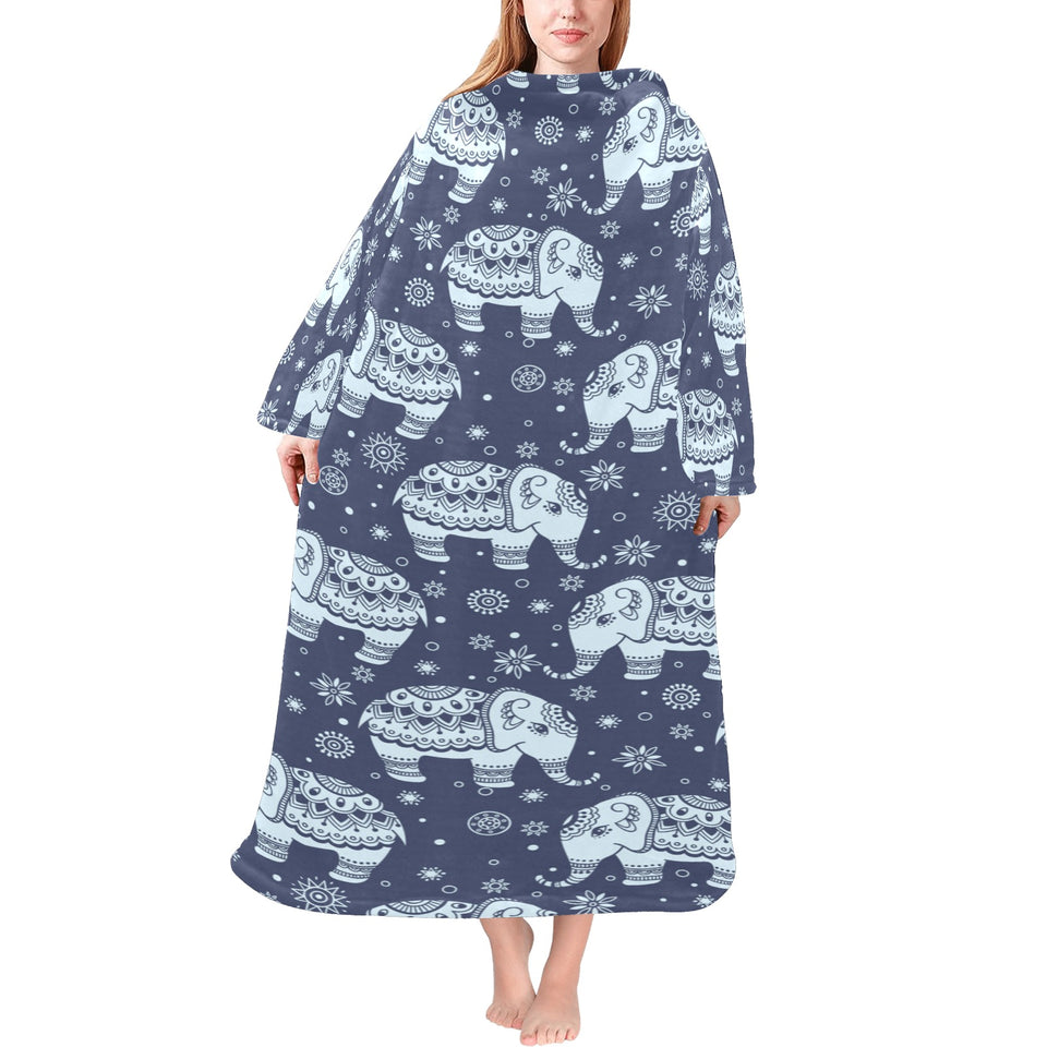 Elephant tribal design pattern Blanket Robe with Sleeves