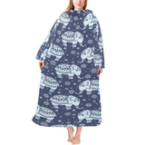 Elephant tribal design pattern Blanket Robe with Sleeves