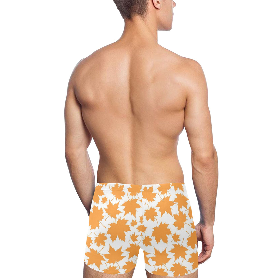 Orange Maple Leaf pattern Men's Swimming Trunks