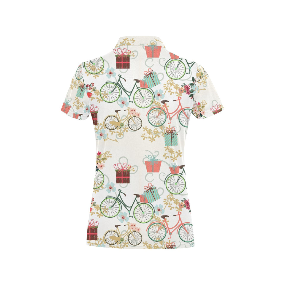 Bicycle Pattern Print Design 05 Women's All Over Print Polo Shirt