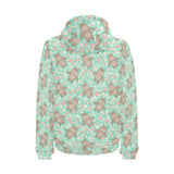 Hippopotamus Pattern Print Design 02 Men's Padded Hooded Jacket
