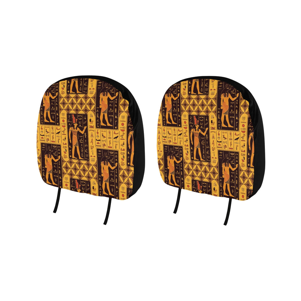 Egypt Hieroglyphics Pattern Print Design 05 Car Headrest Cover