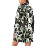 Japanese crane ornament elements Women's Long Sleeve Belted Night Robe