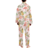 Pink flamingo birds pineapples hibiscus flower pat Men's Long Pajama Set