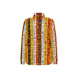 Egypt Hieroglyphics Pattern Print Design 01 Women's Long Sleeve Polo Shirt