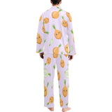 cute onions smiling faces purple background Men's Long Pajama Set