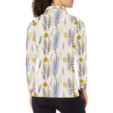 Lavender modern pattern blackground Women's Long Sleeve Polo Shirt
